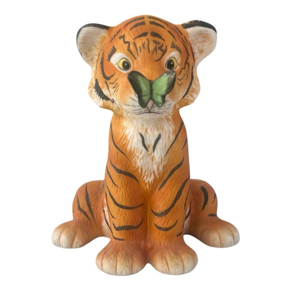 Surprise By Eva Dalberg Tiger With Butterfly on His Nose Figurine 4.5" Tall 1981